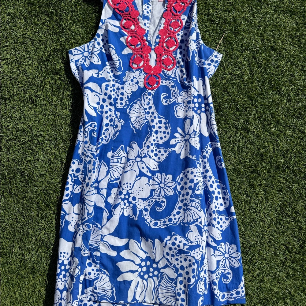 Lilly Pulitzer Blue and White Floral Dress